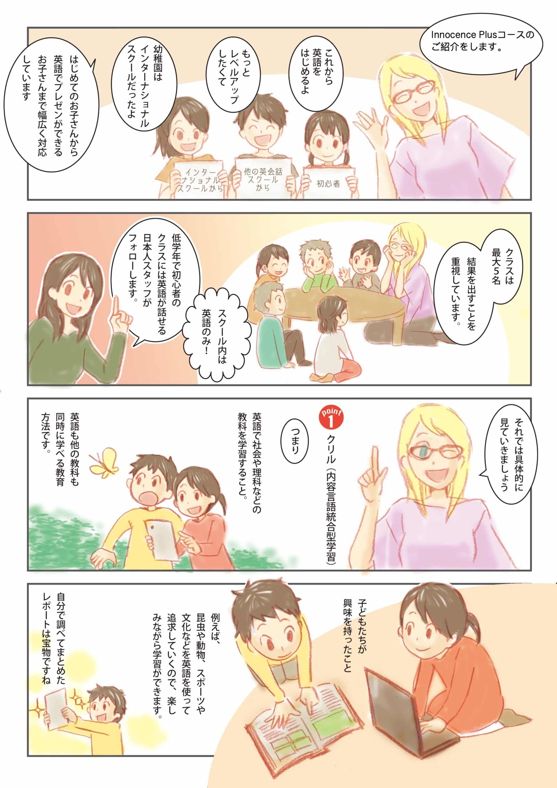 仙台の英会話イノセンスプラスを漫画で紹介しています。１